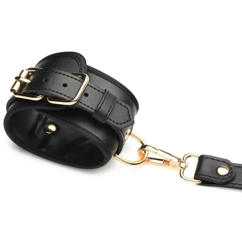 Strict Bondage Harness M-L Black‎ Adjustable Vegan Leather w Wrist Cuffs